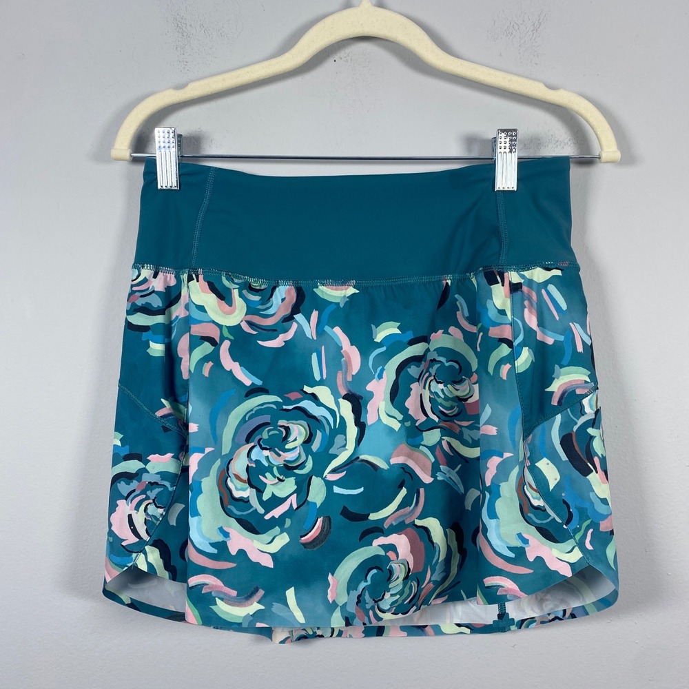 Athleta‎ Run With It 14" Skort Women's XS Teal Floral Golf Tennis Pickleball